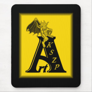 Mousepad Logotipo ArtKSZP mit kleinem Golem schwarz gelb de