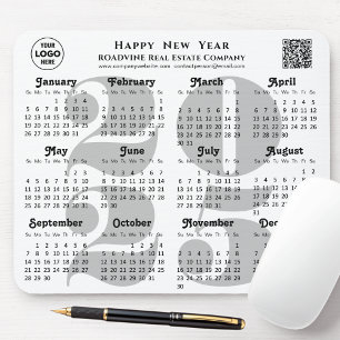 Mousepad Logotipo comercial do Calendário 2024 Código QR pr
