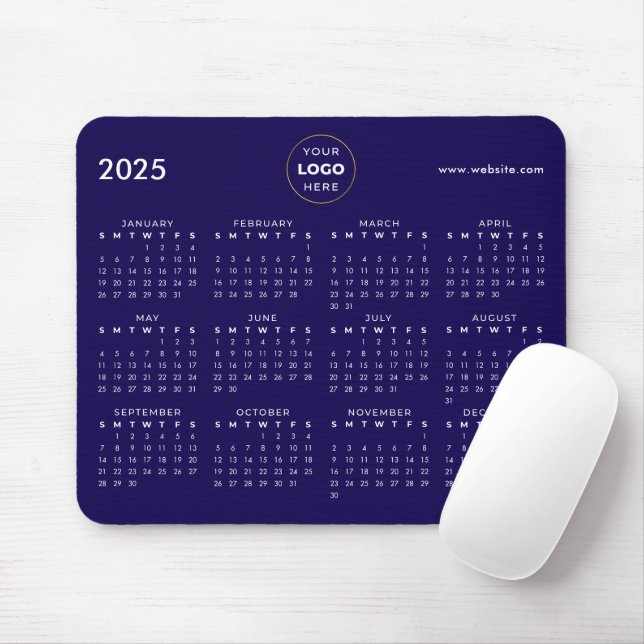 Mousepad Logotipo comercial do calendário 2025 Azul (Com mouse)