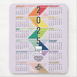 Mousepad Logotipo comercial do Calendário 2025 Código QR Pu