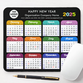 Mousepad Logotipo comercial do Calendário 2025 Colorido pre