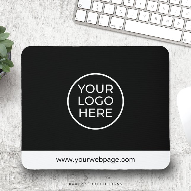 Mousepad Logotipo comercial personalizado preto (Add logo with transparent background for best results. PNG or SVG format. Add custom text or webpage)