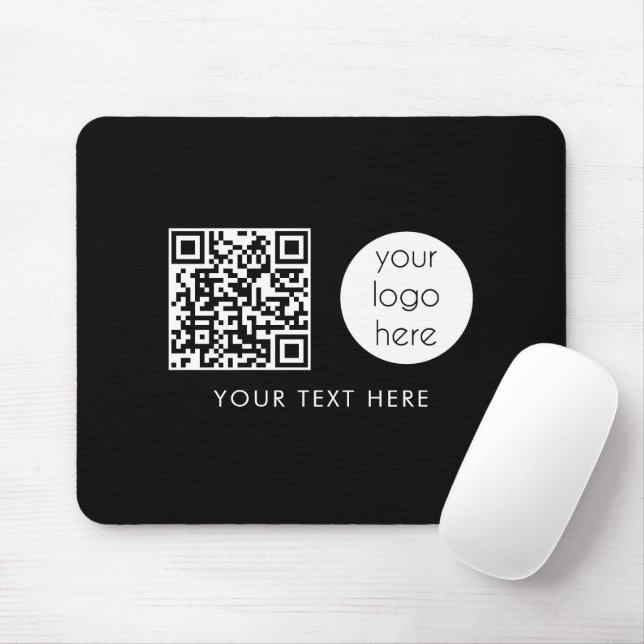 Mousepad Logotipo comercial profissional Código QR e texto (Com mouse)