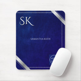 Mousepad Logotipo comercial Real Couro Azul 2025 Personaliz