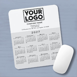 Mousepad Logotipo da Empresa de Calendário 2027 Texto Cinza