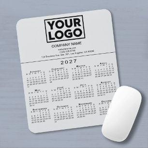 Mousepad Logotipo da Empresa de Calendário 2027 Texto Cinza
