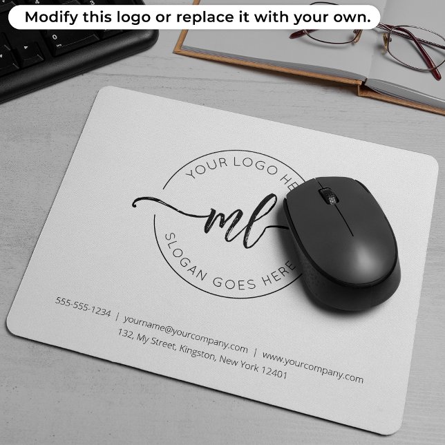 Mousepad Logotipo da empresa Iniciais simples de monograma  (Criador carregado)