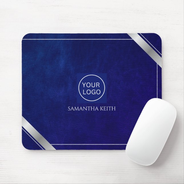 Mousepad Logotipo da empresa Real Blue Leather 2025 Persona (Com mouse)
