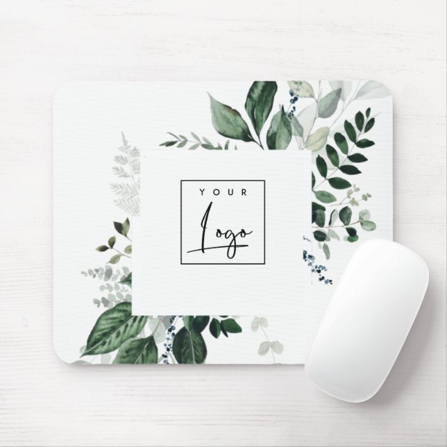 Mousepad Logotipo da Folhagem Tropical de Folhagem Moderna  (Com mouse)