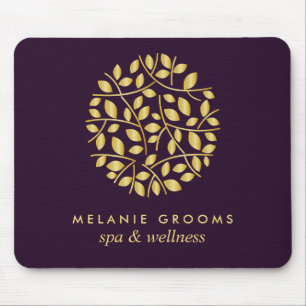 Mousepad Logotipo das folhas Douradas Purple Personalizado
