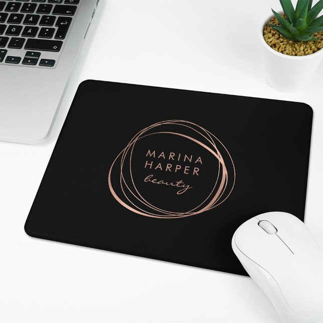 Mousepad Logotipo de Abstrato Dourado Rosa Faux (Criador carregado)