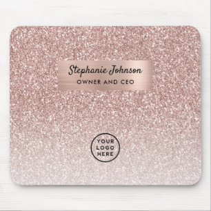 Mousepad Logotipo de CEO Dama de Negócios Glitter Rosa Tend