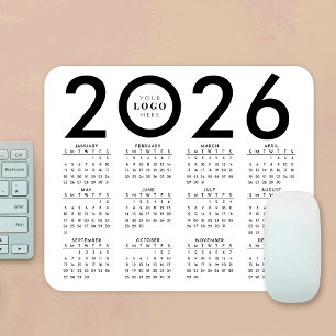 Mousepad Logotipo de empresa minimalista do calendário 2026
