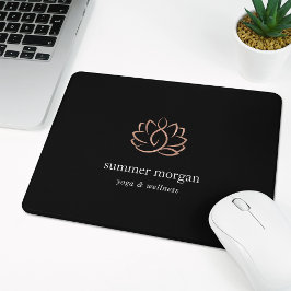 Mousepad Logotipo de Lotus Dourado preto e Rosa