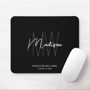 Mousepad Logotipo de Monograma Moderno Consultor Preto Bran