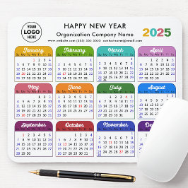Mousepad Logotipo de negócios de calendário 2025 Colorido m