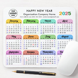 Mousepad Logotipo de negócios de calendário 2025 Colorido m