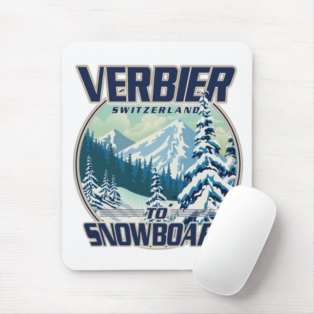 Mousepad logotipo de Viagens de Snowboard Verbier Suíça (Com mouse)