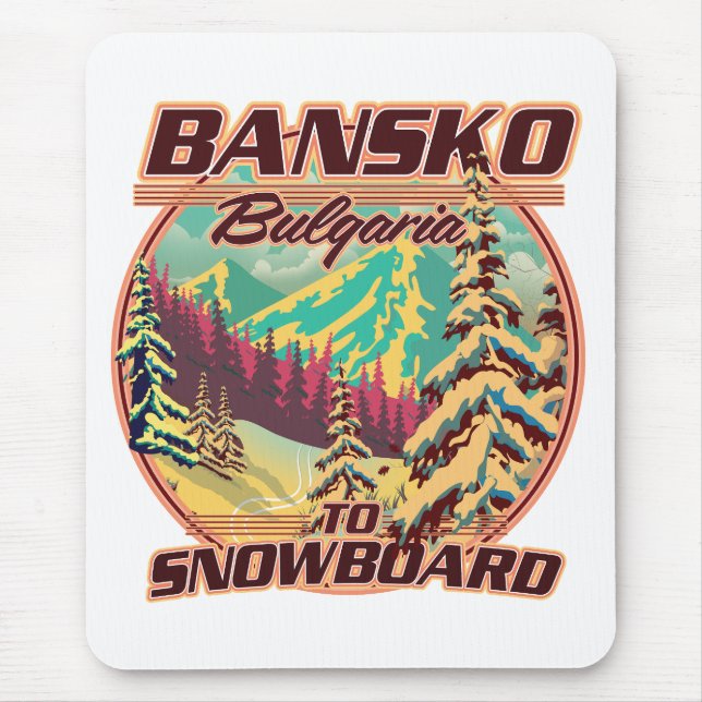 Mousepad Logotipo do Bankso Bulgária para Snowboard (Frente)