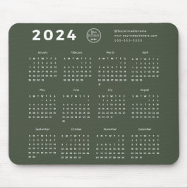 Mousepad Logotipo do Calendário Verde 2024 da Floresta Mode