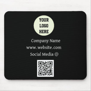 Mousepad Logotipo do código QR Empresa Black Business