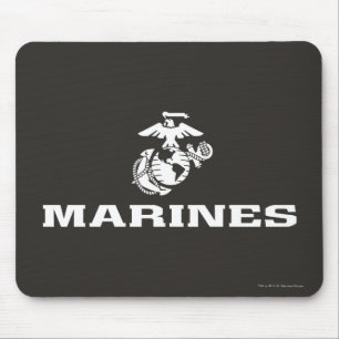 Mousepad Logotipo do USMC empilhado - branco