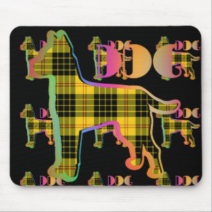 Mousepad Logotipo DOG Repetição da Xadrez amarela em preto