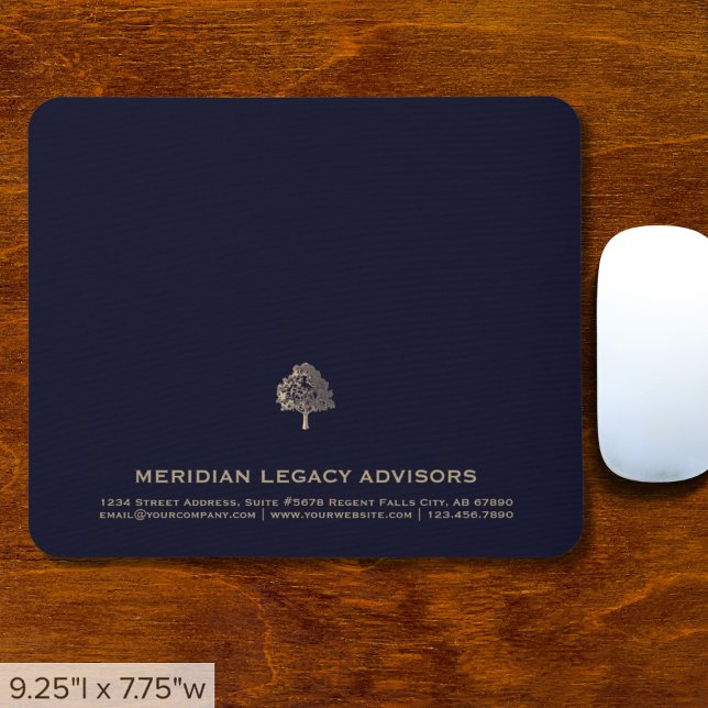 Mousepad Logotipo Dourado de luxo azul Elegante (Criador carregado)