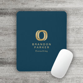 Mousepad Logotipo Dourado profissional simples no Marinho