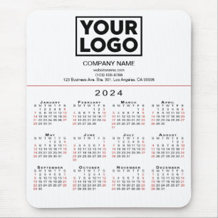 Mousepad Logotipo e texto comercial do calendário 2024 em b
