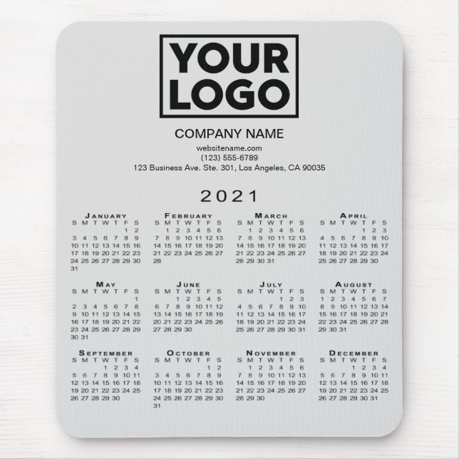 Mousepad Logotipo e texto da empresa de calendário para 202 (Frente)