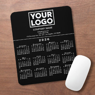 Mousepad Logotipo e texto da empresa do calendário de 2026