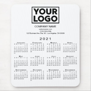 Mousepad Logotipo e texto da empresa no calendário 2021 em 