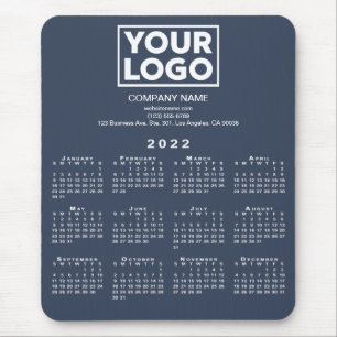 Mousepad Logotipo e texto da empresa no calendário 2022 no