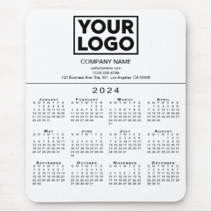 Mousepad Logotipo e texto da empresa no calendário 2024 em 