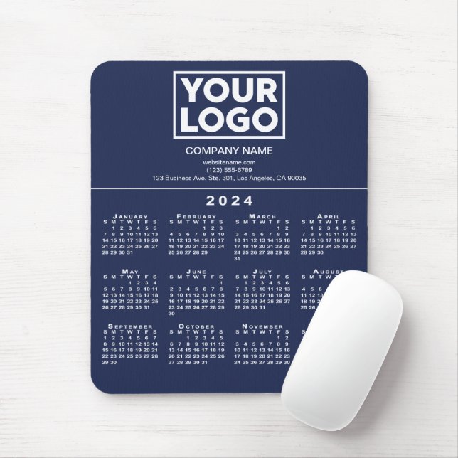 Mousepad Logotipo e texto da empresa no calendário 2024 no  (Com mouse)