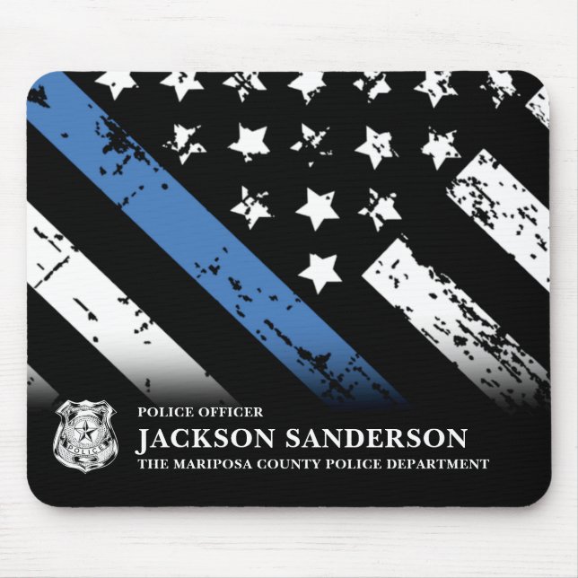 Mousepad Logotipo fino da linha azul do Departamento de Pol (Frente)
