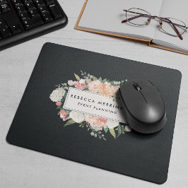 Mousepad Logotipo Floral Antiquado | Blush e carvão