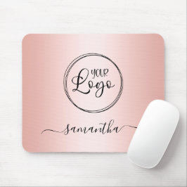 Mousepad Logotipo Gradiente Rosa Dourado Minimalista Modern
