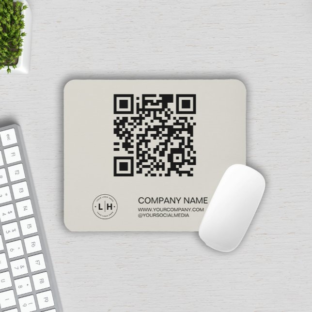 Mousepad Logotipo Moderno Personalizado Empresarial (Custom Business Logo QR code Company Mouse Pad by MINTIC DESIGN STUDIO)