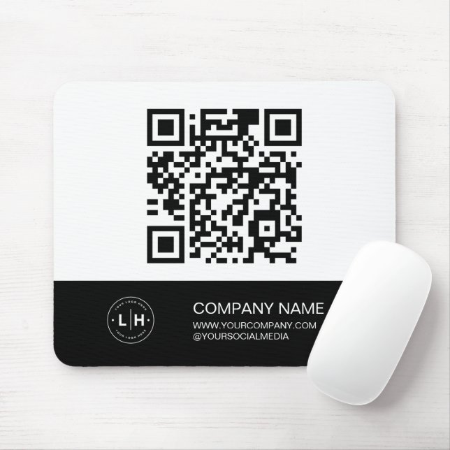 Mousepad Logotipo Moderno Personalizado Preto e Branco (Com mouse)