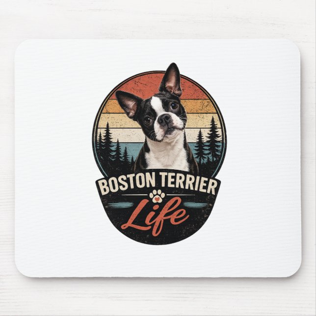 Mousepad Logotipo Oficial da Vida do Boston Terrier (Frente)
