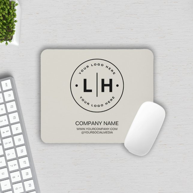 Mousepad Logotipo Personalizado Moderno (Modern Custom Business Logo Neutral Tone Mouse Pad by MINTIC DESIGN STUDIO)