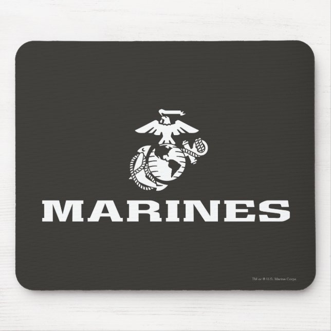 Mousepad Logotipo USMC empilhado - Branco (Frente)