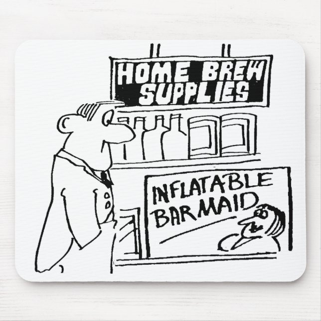 Mousepad Loja de Cerveja Caseira tem Barmaid Inflável (Frente)