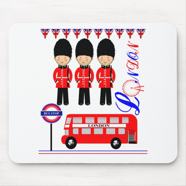 Mousepad London City Reino Unido Red White Blue Union Jack  (Frente)