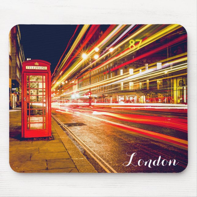 Mousepad London Telephone Booth City Street na Noite (Frente)