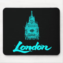 Londres Neon Ciano Big Ben Esboço Moderno Preto