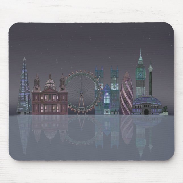 Mousepad Londres Skyline Night Refletions (Frente)