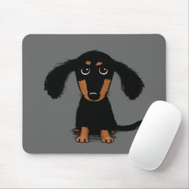 Mousepad Long Haired Dachshund Puppy Cute Dog Cartoon